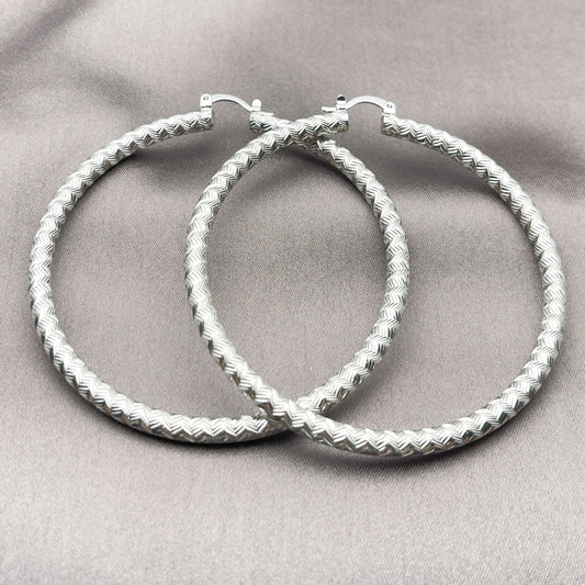 Rhodium Gold Filled Extra Large Hoop, Diamond Cutting Finish, Rhodium Finish