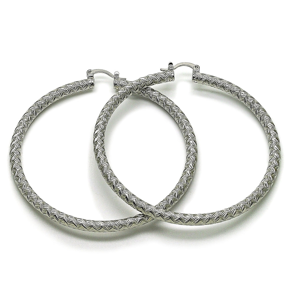 Rhodium Gold Filled Extra Large Hoop, Diamond Cutting Finish, Rhodium Finish