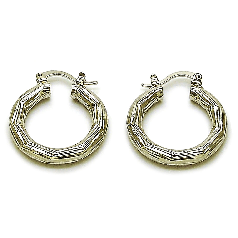 Rhodium Gold Filled Small Hoop, Diamond Cutting Finish, Rhodium Finish