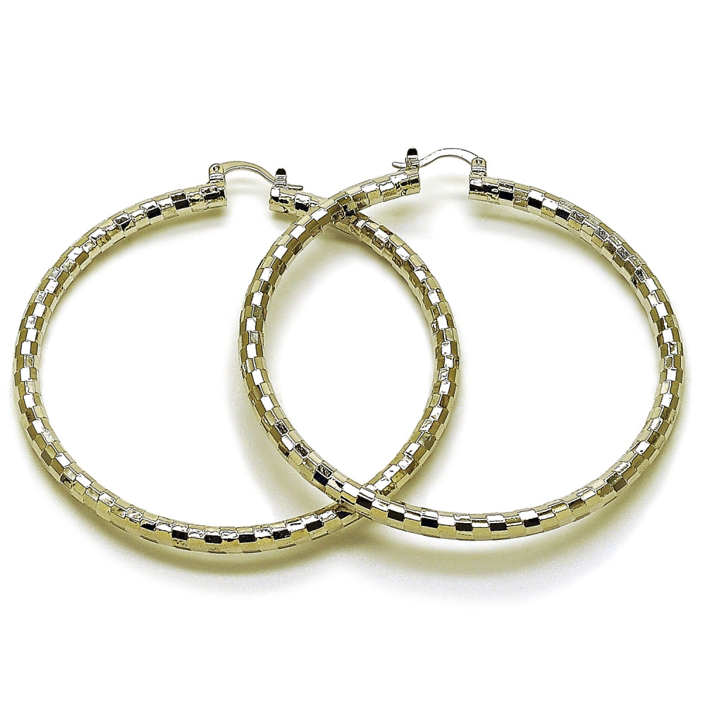 Rhodium Gold Filled Extra Large Hoop, Diamond Cutting Finish, Rhodium Finish