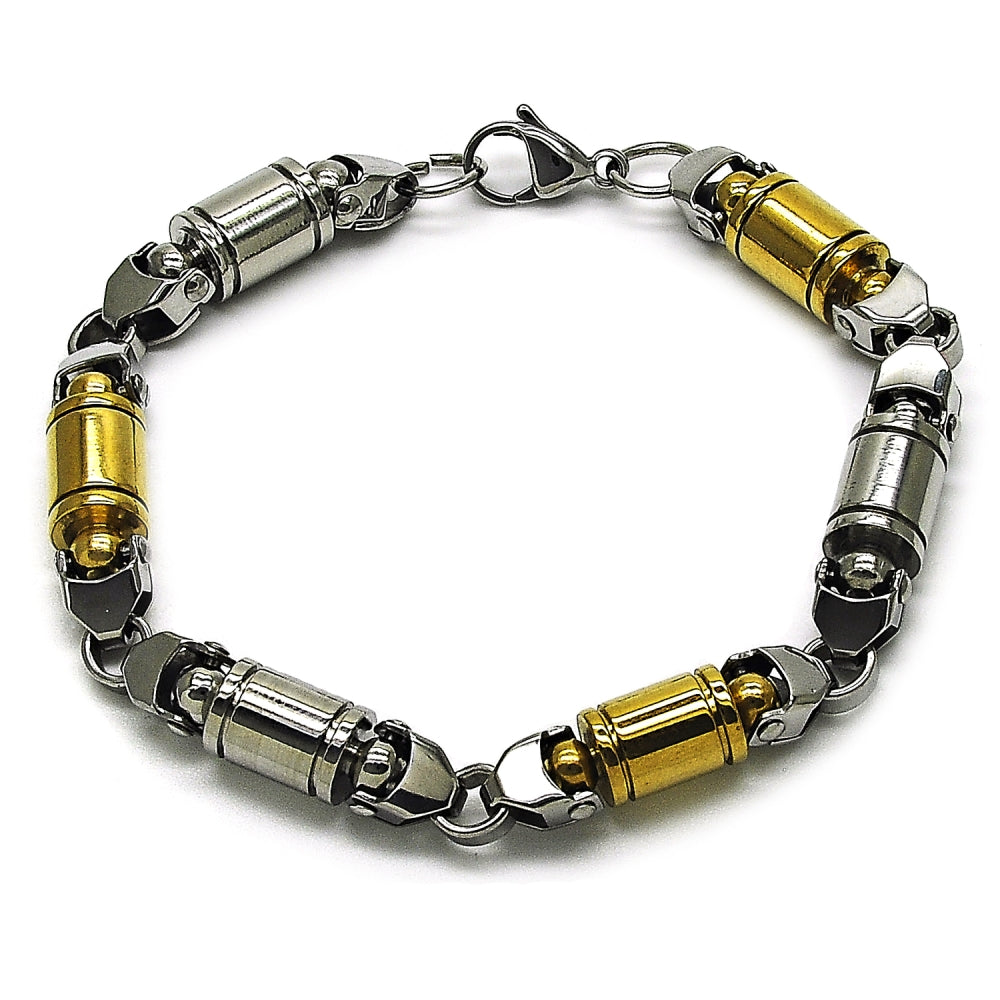 Stainless Steel Solid Bracelet, Polished, Two Tone
