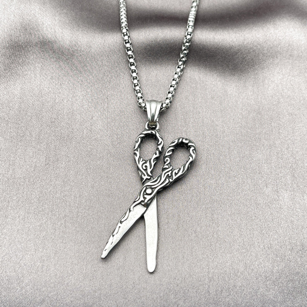 Stainless Steel Pendant Necklace, Box Design, Polished, Steel Finish