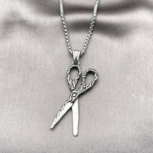 Stainless Steel Pendant Necklace, Box Design, Polished, Steel Finish