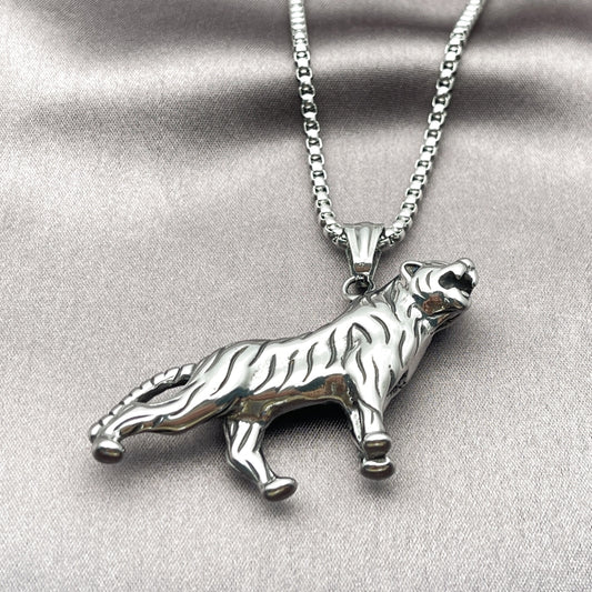 Stainless Steel Pendant Necklace, Box Design, Polished, Steel Finish