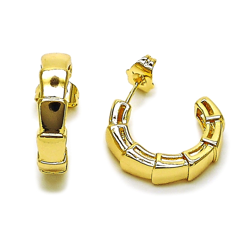 Oro Laminado Small Hoop, Gold Filled Style Snake Design, Polished, Golden Finish