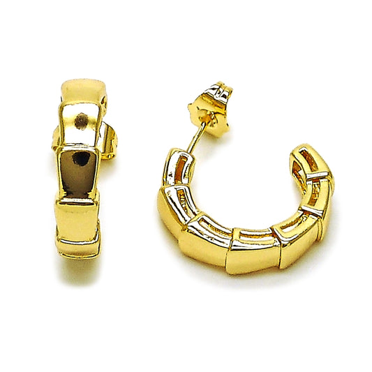 Oro Laminado Small Hoop, Gold Filled Style Snake Design, Polished, Golden Finish