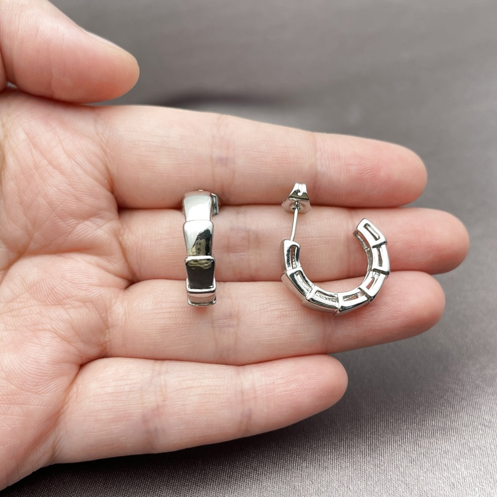 White Gold Filled Small Hoop, Snake Design, Polished, Rhodium Finish