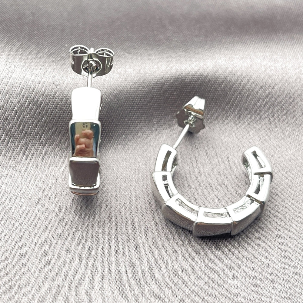 White Gold Filled Small Hoop, Snake Design, Polished, Rhodium Finish