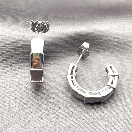 White Gold Filled Small Hoop, Snake Design, Polished, Rhodium Finish