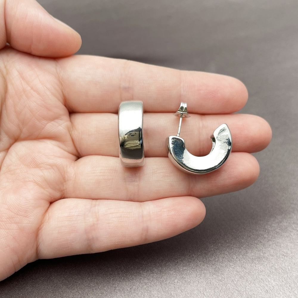 White Gold Filled Small Hoop, Polished, Rhodium Finish