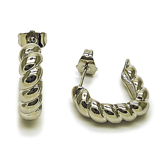 Rhodium Gold Filled Medium Hoop, Twist Design, Polished, Rhodium Finish