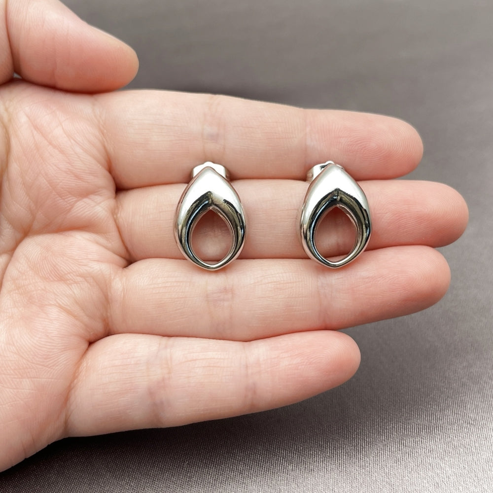 White Gold Filled Stud Earring, Four-leaf Clover Design, Polished, Rhodium Finish