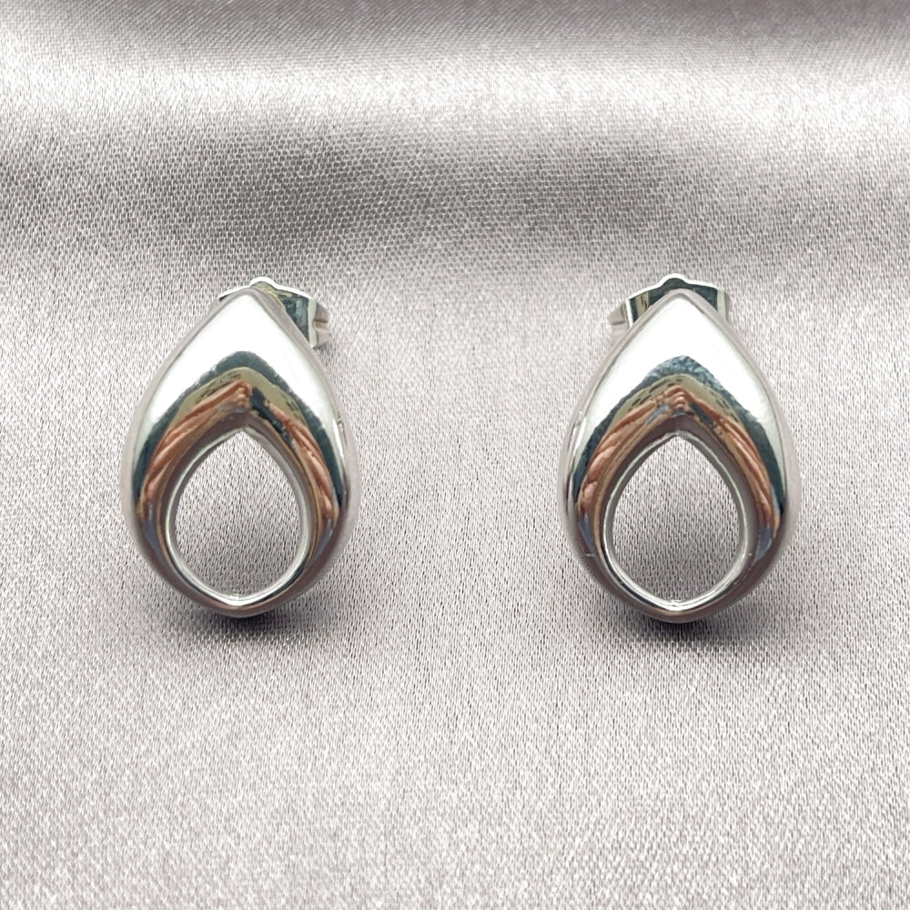White Gold Filled Stud Earring, Four-leaf Clover Design, Polished, Rhodium Finish