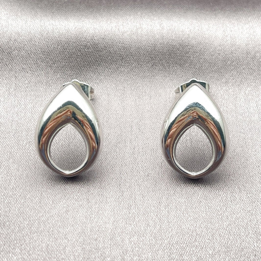 White Gold Filled Stud Earring, Four-leaf Clover Design, Polished, Rhodium Finish