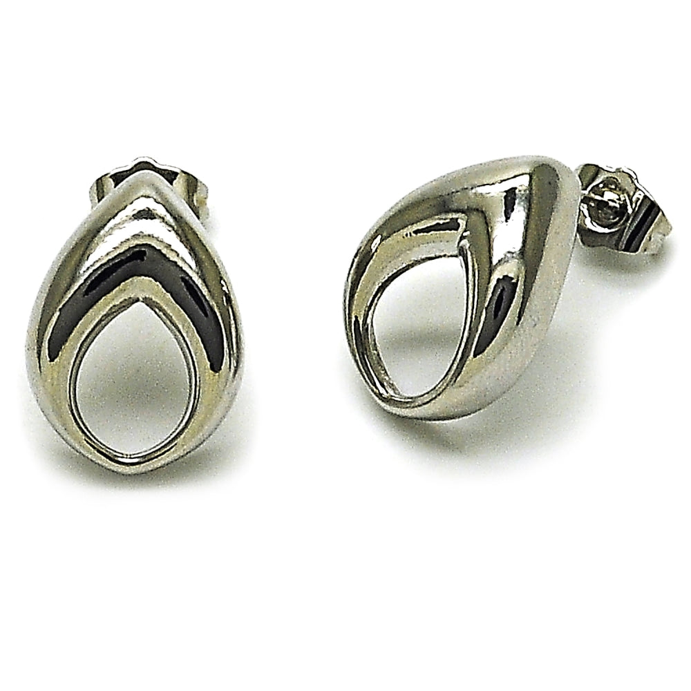 Rhodium Gold Filled Stud Earring, Four-leaf Clover Design, Polished, Rhodium Finish