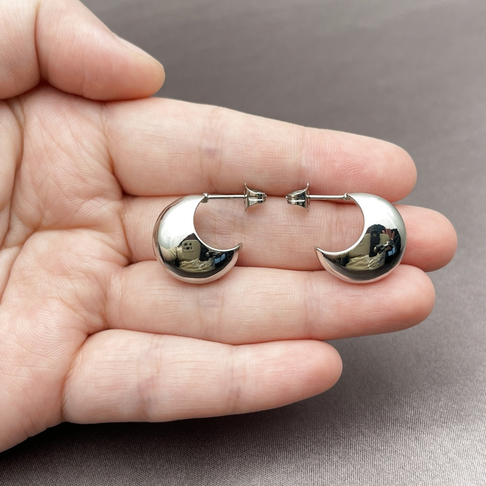 White Gold Filled Stud Earring, Polished, Rhodium Finish