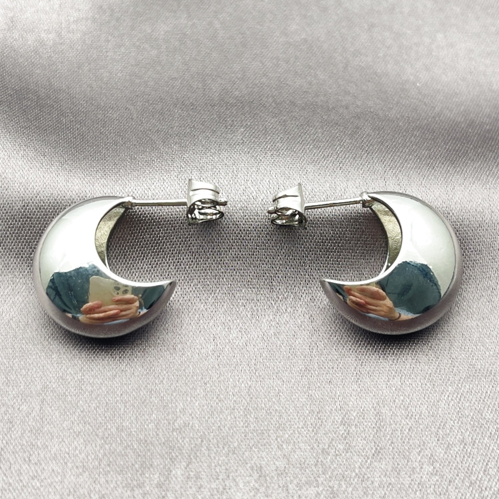White Gold Filled Stud Earring, Polished, Rhodium Finish
