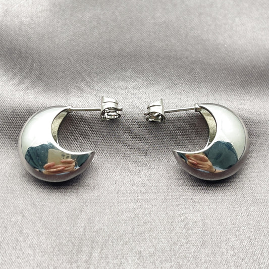 White Gold Filled Stud Earring, Polished, Rhodium Finish