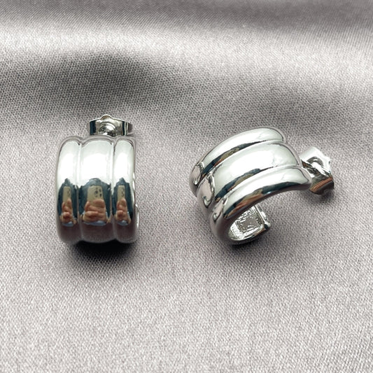 White Gold Filled Stud Earring, Polished, Rhodium Finish