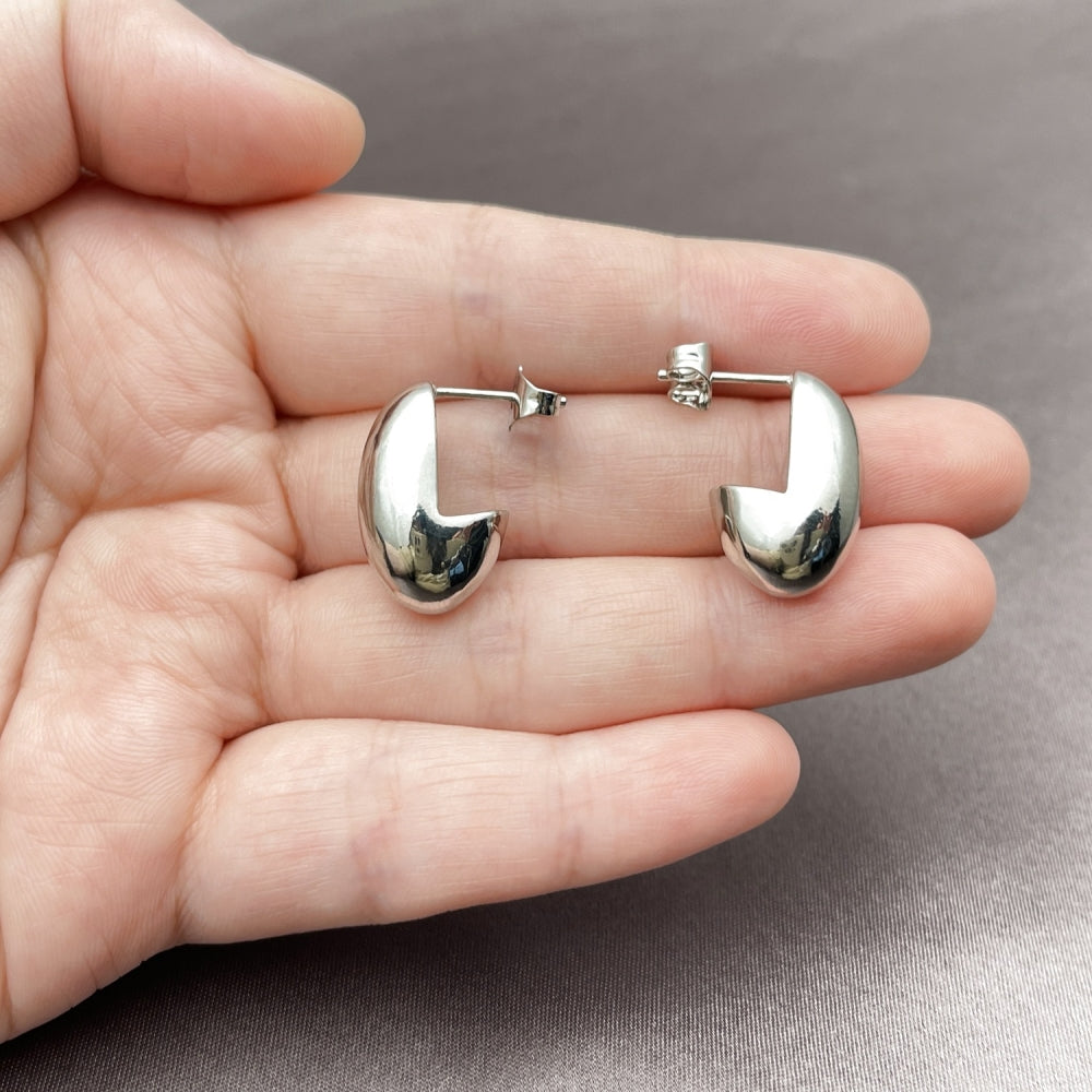 White Gold Filled Stud Earring, Polished, Rhodium Finish