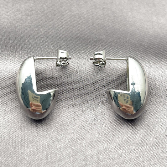 White Gold Filled Stud Earring, Polished, Rhodium Finish