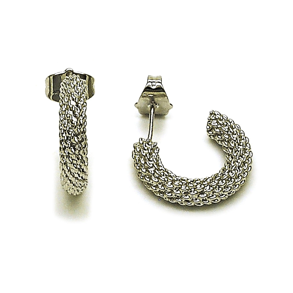 Rhodium Gold Filled Small Hoop, Rope Design, Diamond Cutting Finish, Rhodium Finish
