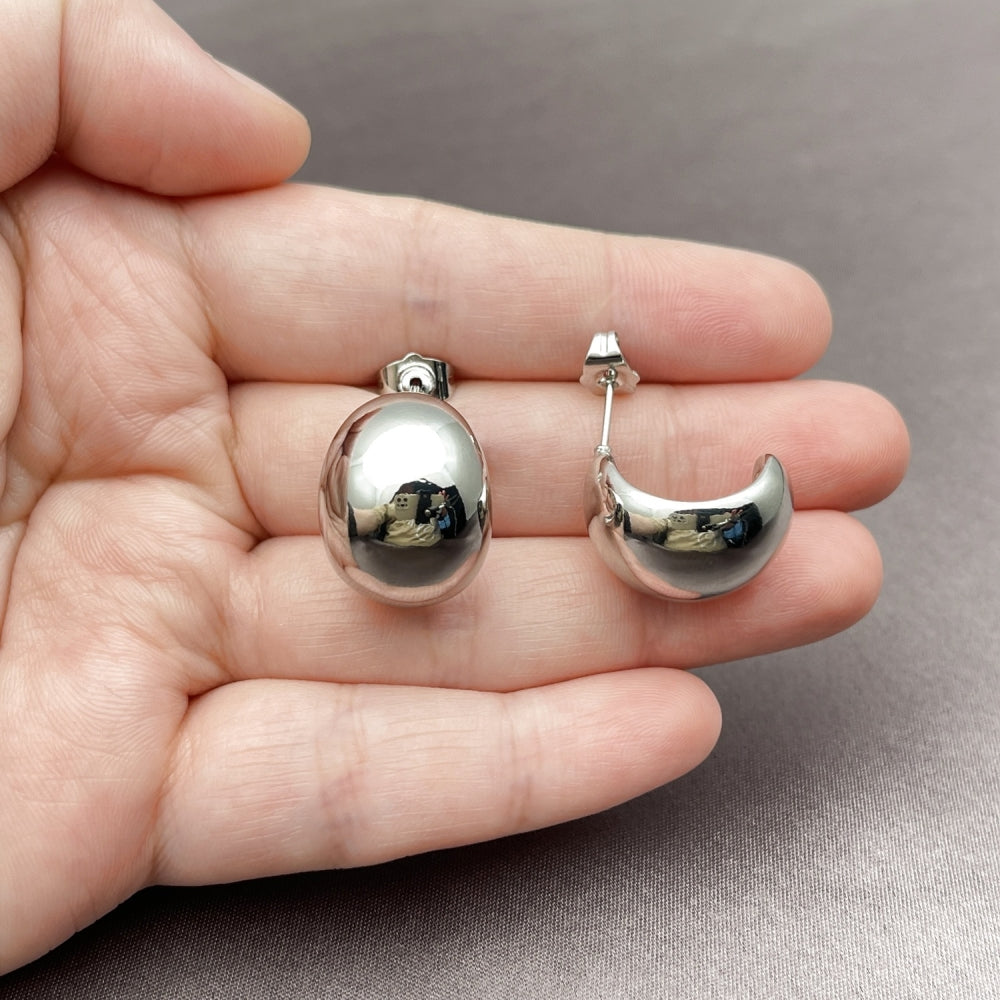 White Gold Filled Stud Earring, Polished, Rhodium Finish