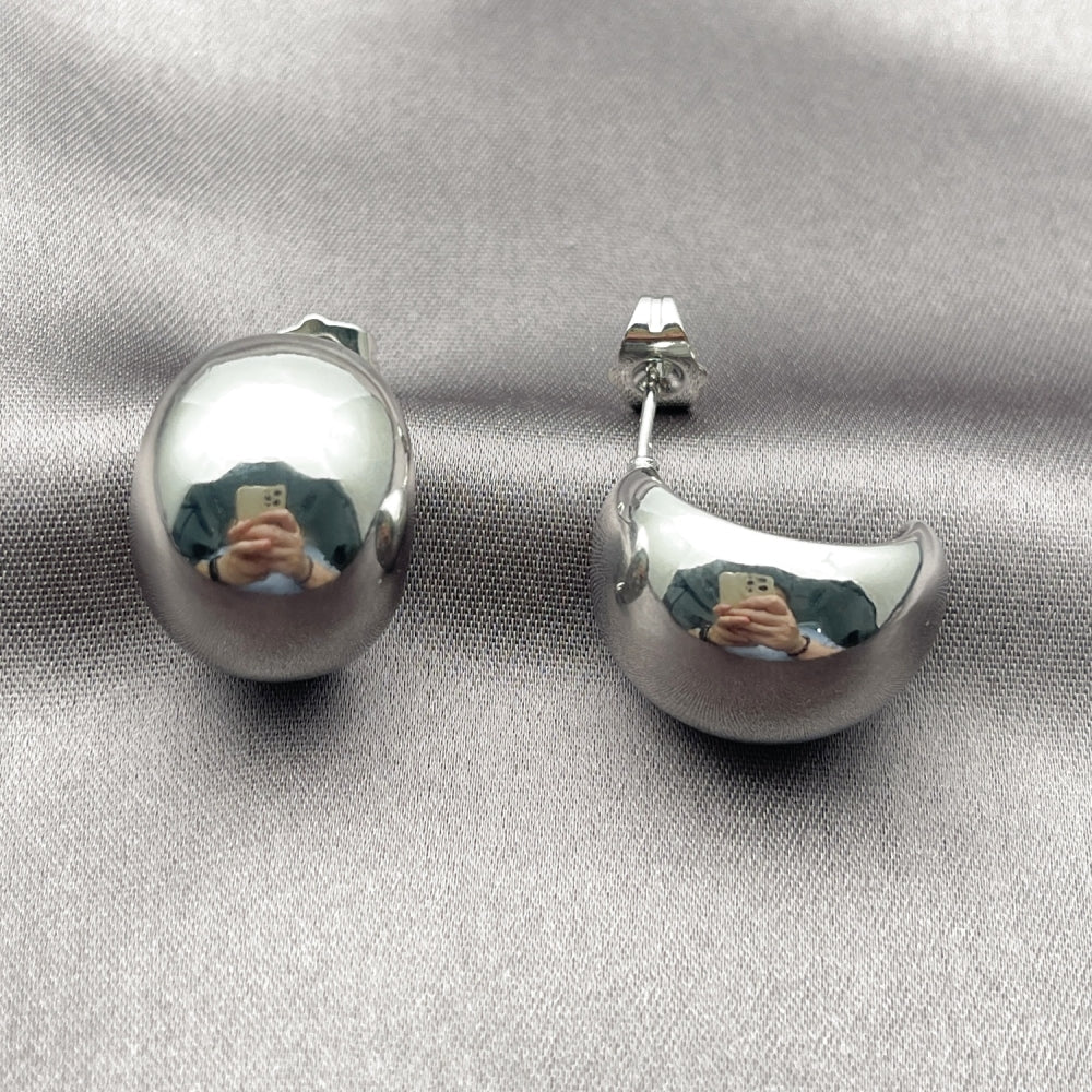 White Gold Filled Stud Earring, Polished, Rhodium Finish
