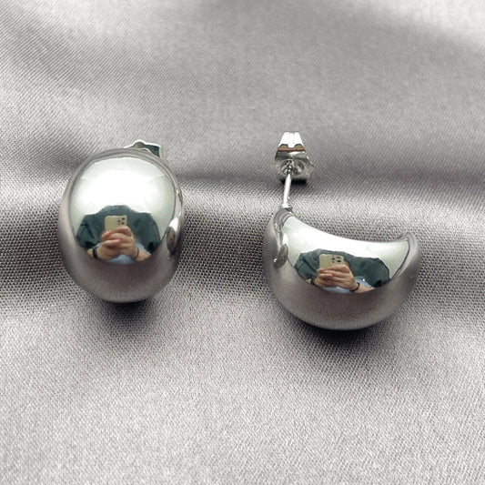 White Gold Filled Stud Earring, Polished, Rhodium Finish