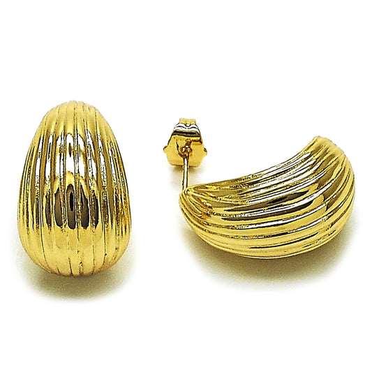 Oro Laminado Stud Earring, Gold Filled Style Teardrop Design, Polished, Golden Finish