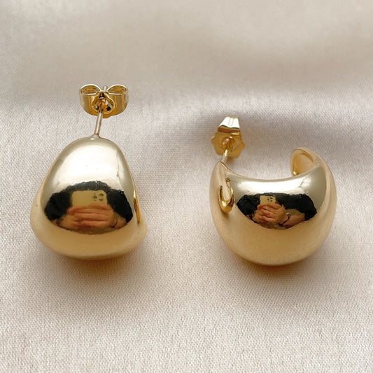Oro Laminado Small Hoop, Gold Filled Style Ball Design, Polished, Golden Finish