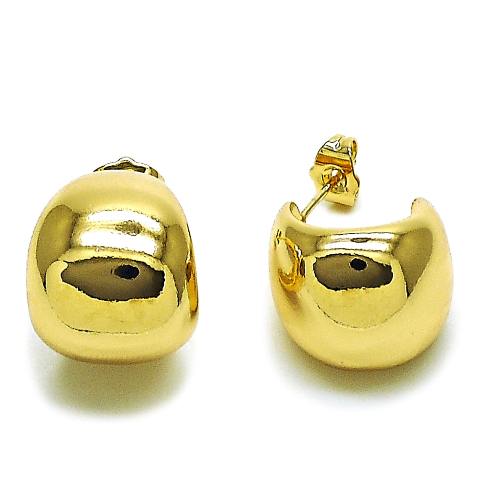 Oro Laminado Small Hoop, Gold Filled Style Ball Design, Polished, Golden Finish