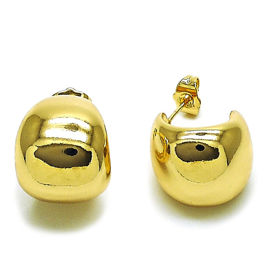 Oro Laminado Small Hoop, Gold Filled Style Ball Design, Polished, Golden Finish