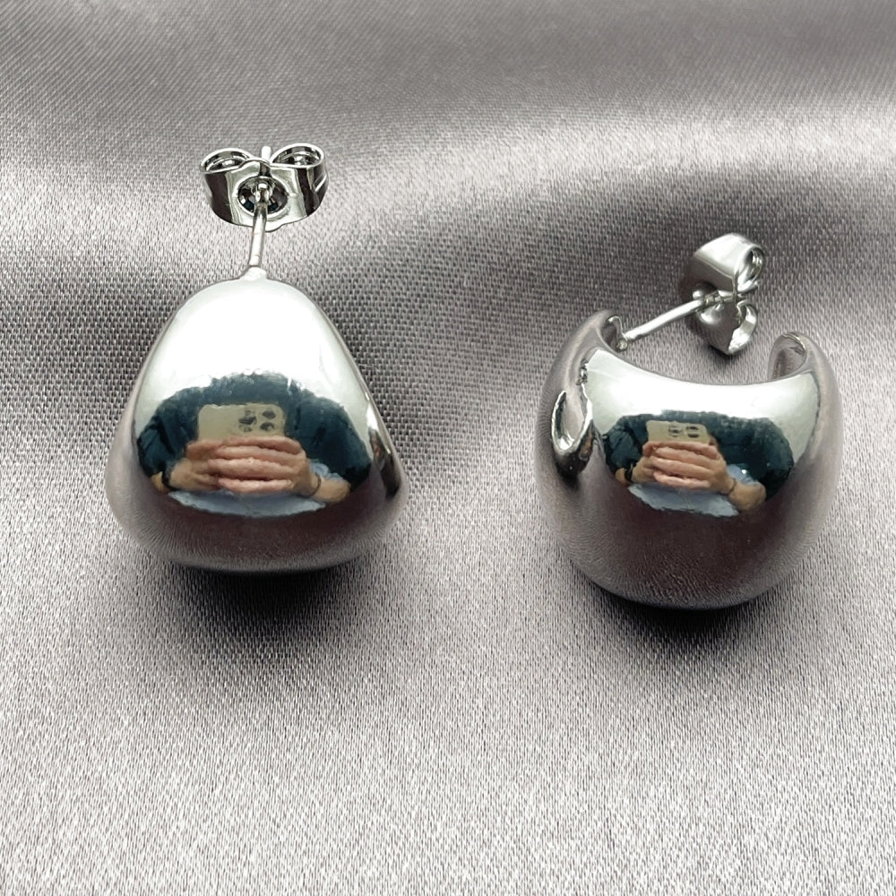 White Gold Filled Small Hoop, Ball Design, Polished, Rhodium Finish