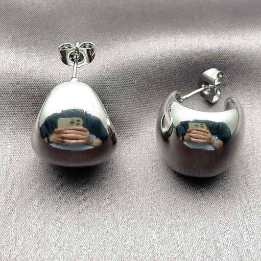 White Gold Filled Small Hoop, Ball Design, Polished, Rhodium Finish