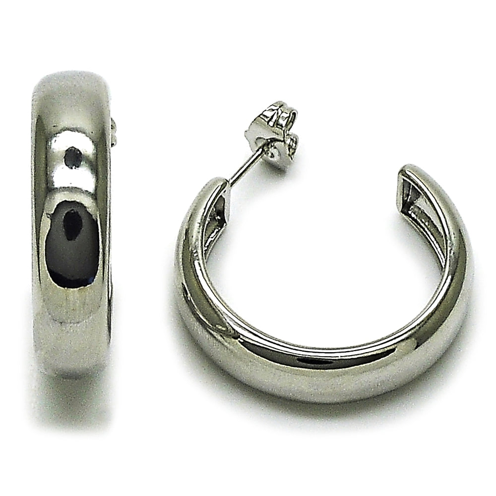 Rhodium Gold Filled Medium Hoop, Polished, Rhodium Finish