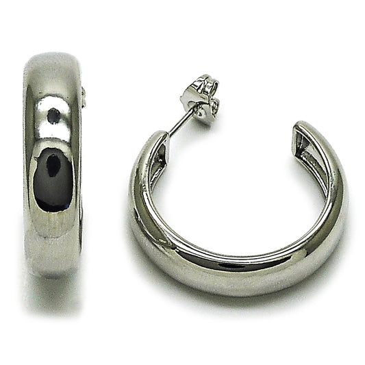 Rhodium Gold Filled Medium Hoop, Polished, Rhodium Finish
