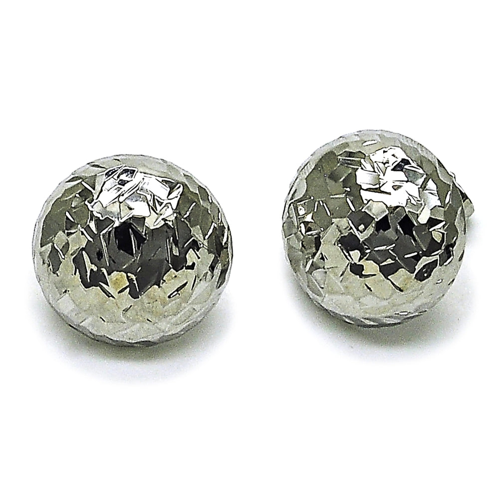 Rhodium Gold Filled Stud Earring, Diamond Cutting Finish, Rhodium Finish