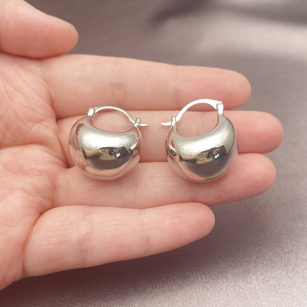 White Gold Filled Small Hoop, Polished, Rhodium Finish
