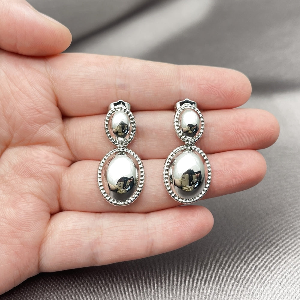 White Gold Filled Dangle Earring, Polished, Rhodium Finish
