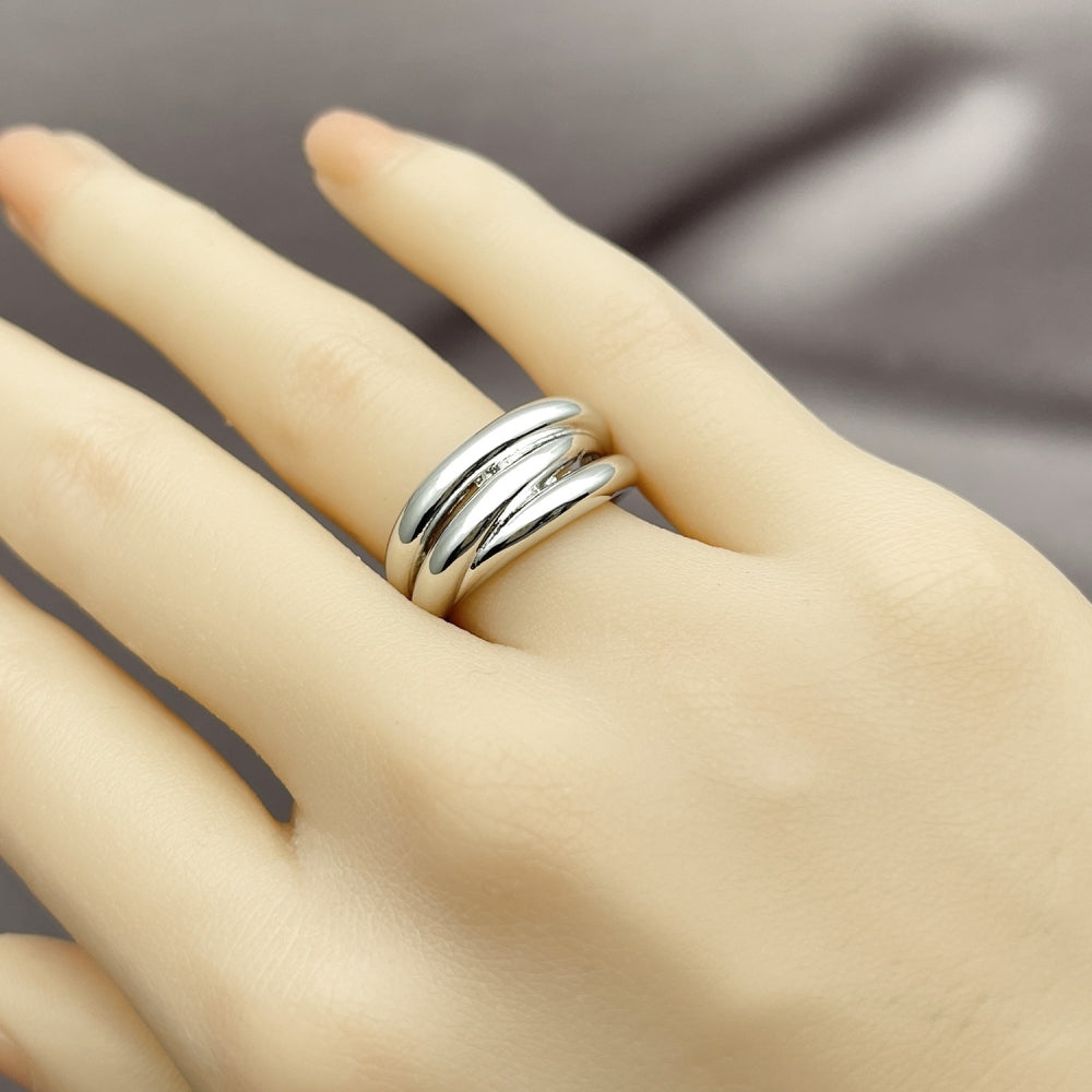 White Gold Filled Elegant Ring, Polished, Rhodium Finish