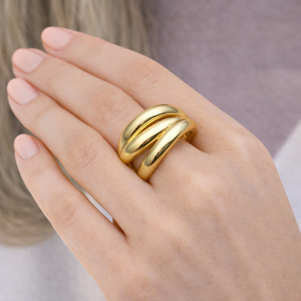 Oro Laminado Elegant Ring, Gold Filled Style Polished, Golden Finish