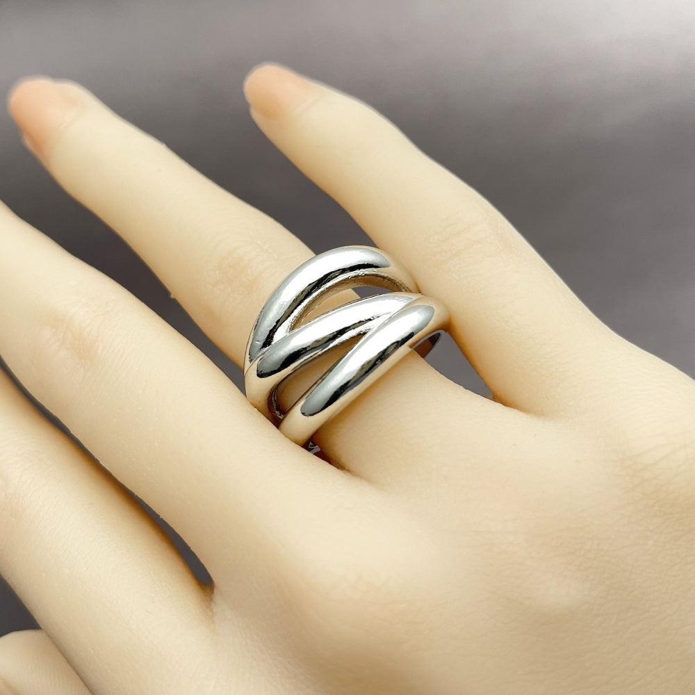 White Gold Filled Elegant Ring, Polished, Rhodium Finish