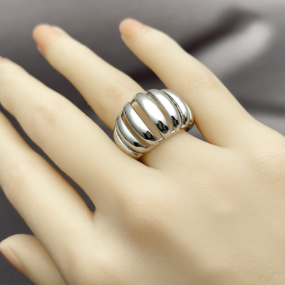 White Gold Filled Elegant Ring, Polished, Rhodium Finish