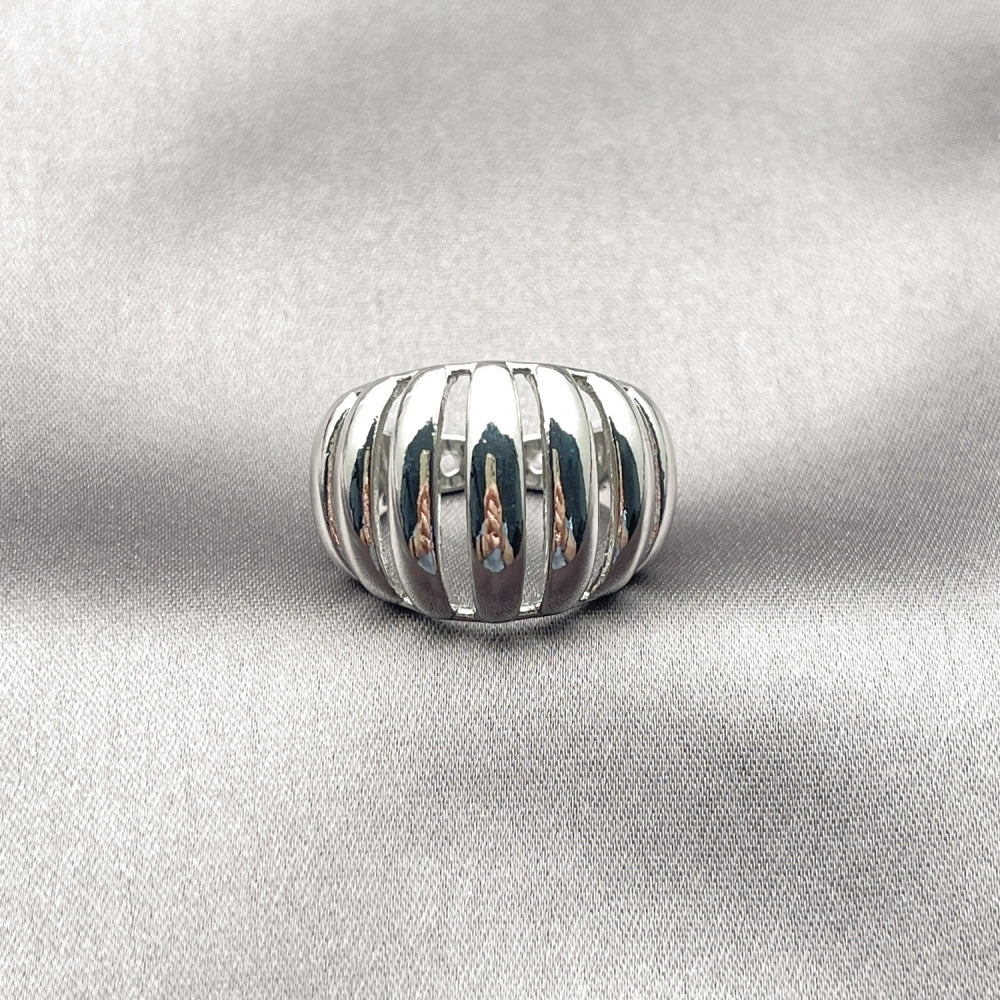 White Gold Filled Elegant Ring, Polished, Rhodium Finish