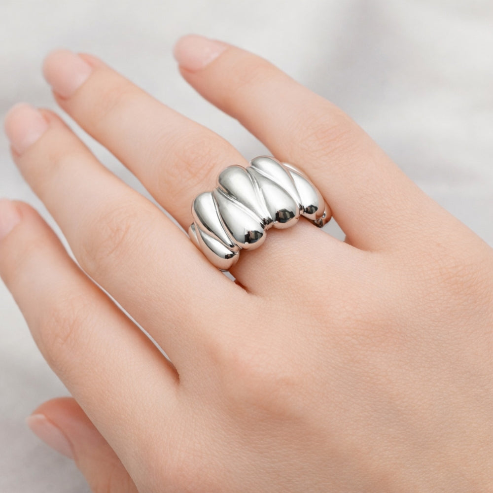 Rhodium Gold Filled Elegant Ring, Heart Design, Polished, Rhodium Finish