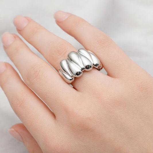 Rhodium Gold Filled Elegant Ring, Heart Design, Polished, Rhodium Finish