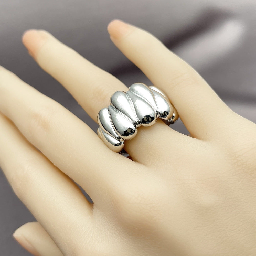 White Gold Filled Elegant Ring, Heart Design, Polished, Rhodium Finish