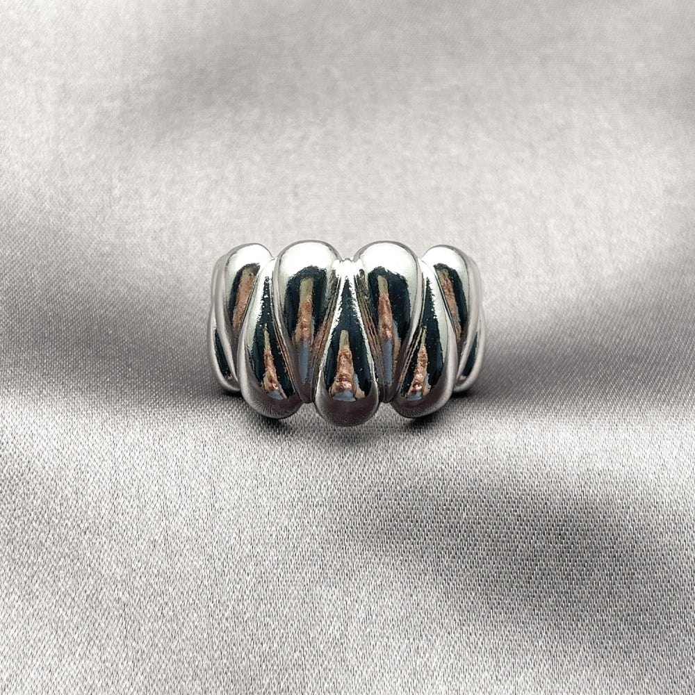 White Gold Filled Elegant Ring, Heart Design, Polished, Rhodium Finish