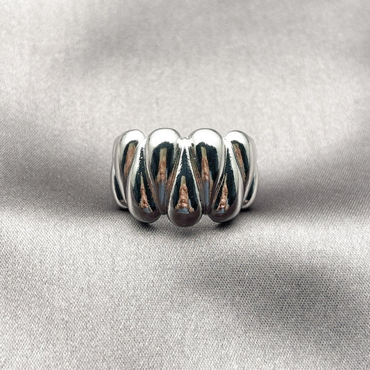 Rhodium Gold Filled Elegant Ring, Heart Design, Polished, Rhodium Finish